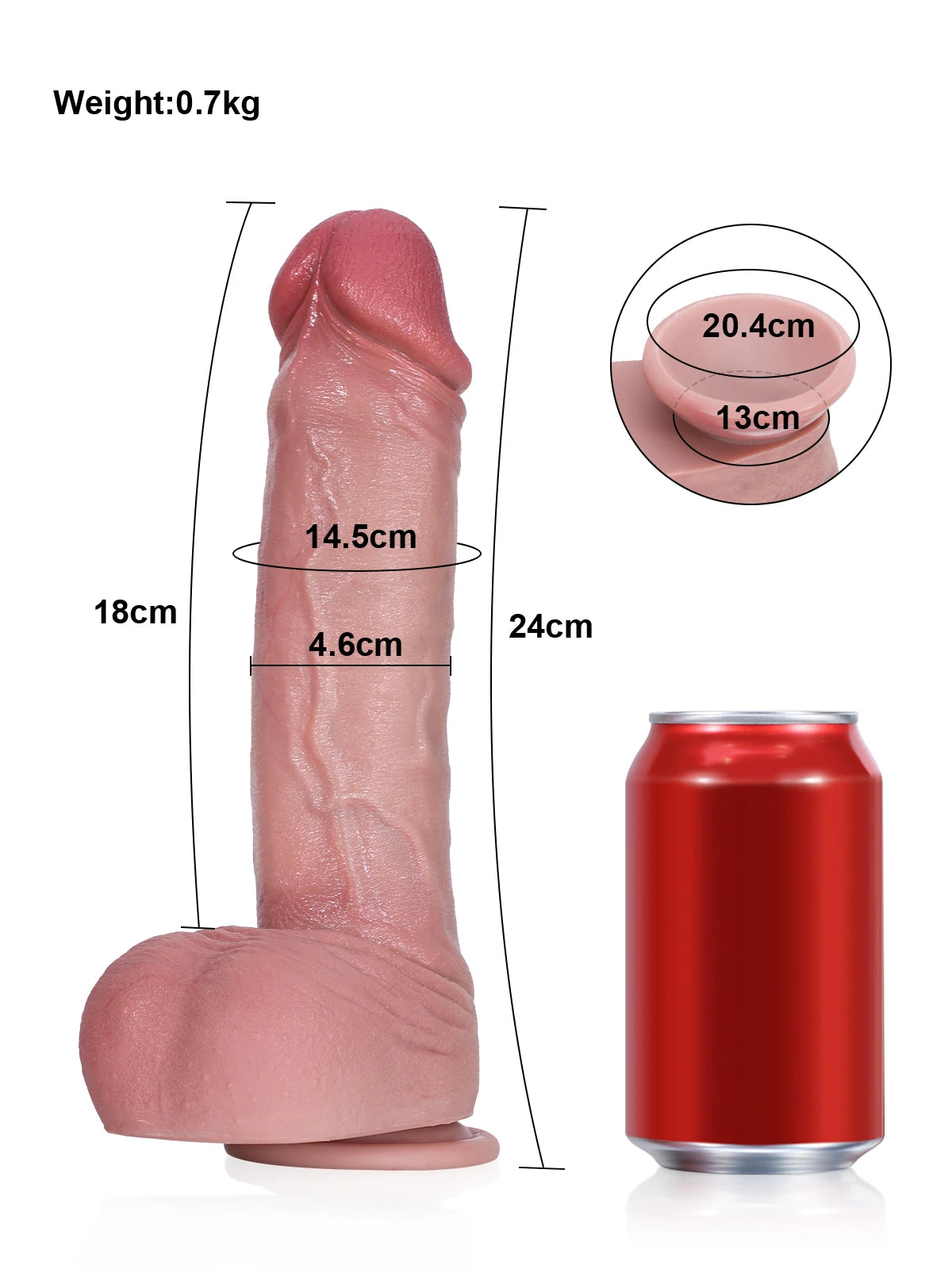 Brandon - Dildo realistico morbido con vene e testicoli mobili - 24 cm