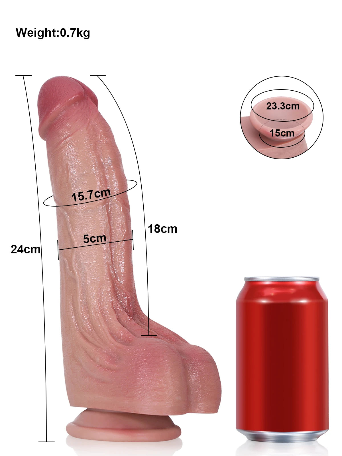 Cameron - Dildo grande con vene marcate e testicoli morbidi - 24 cm
