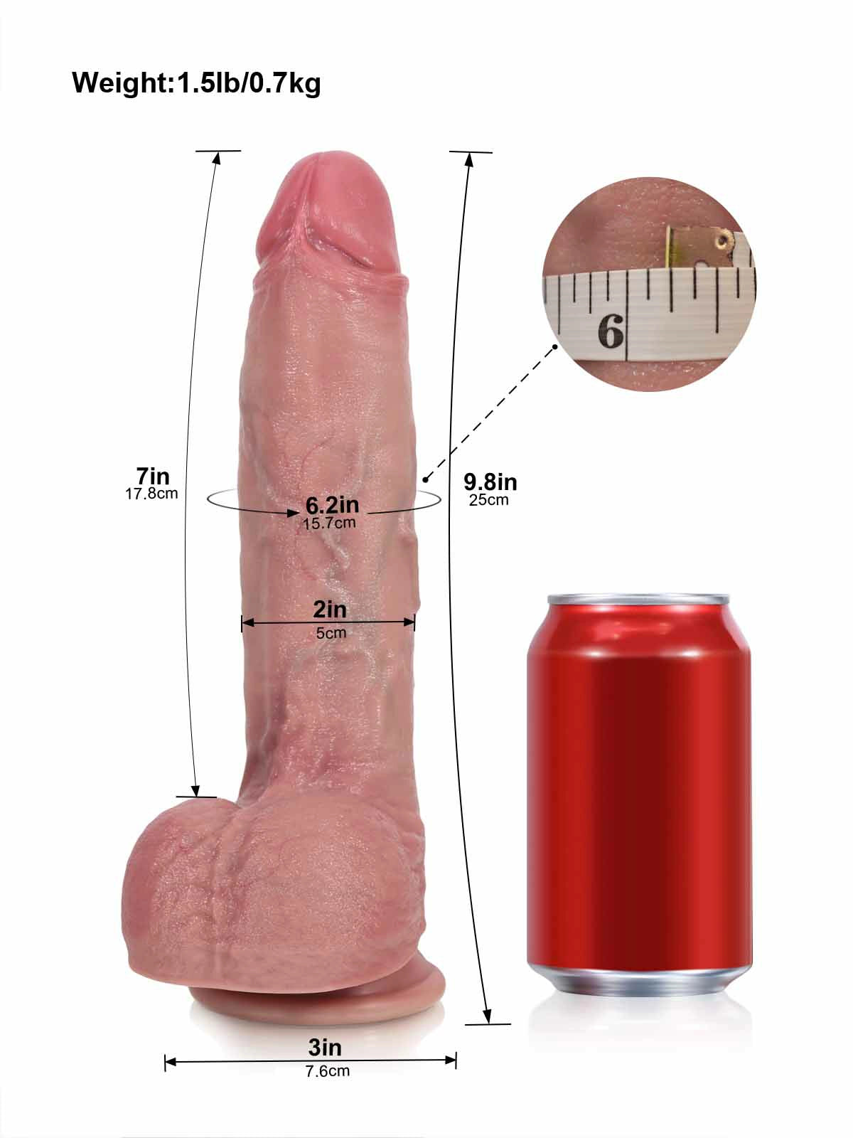 Dante - Dildo vibrante con prepuzio non circonciso · 3+3+3 modalità - 25 cm