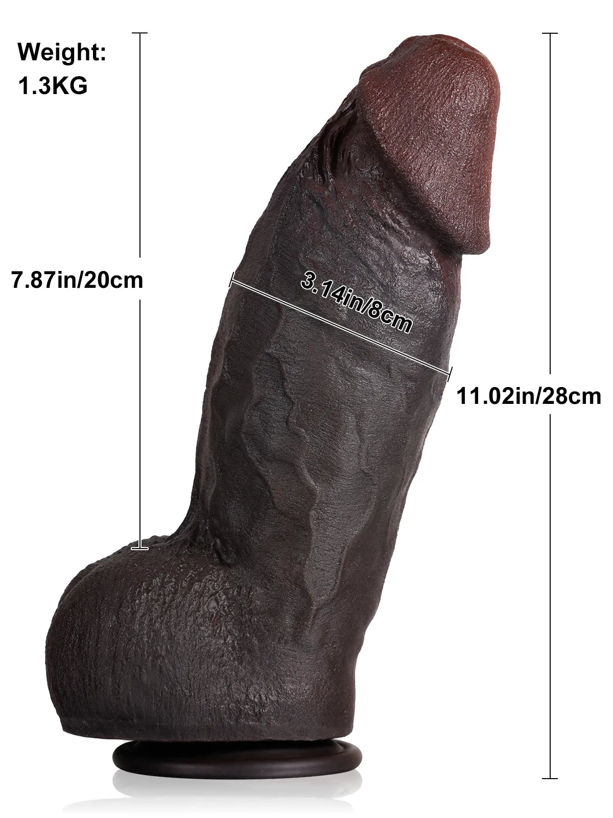 Diego - Dildo Nero Enorme e Grosso Realistico - 28 cm