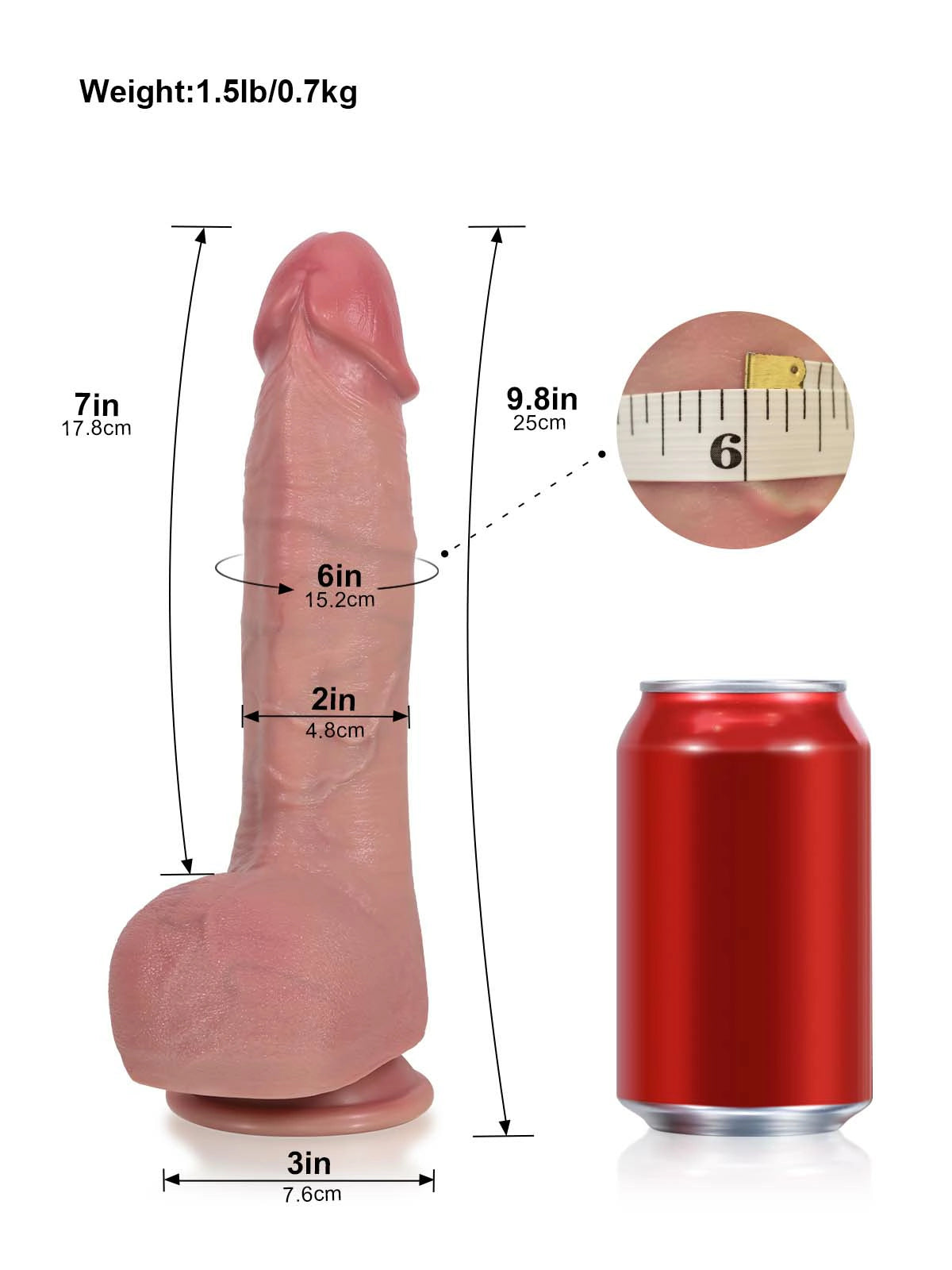 Dominic - Dildo vibrante riscaldato glande generoso · 3+3+3 modalità - 25 cm