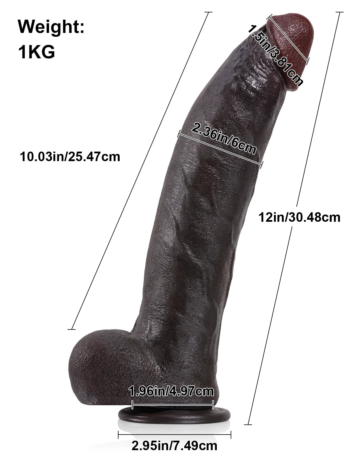 Farid - Dildo Realistico Grande e Grosso con Coda Metallica Flessibile - 30,5 cm