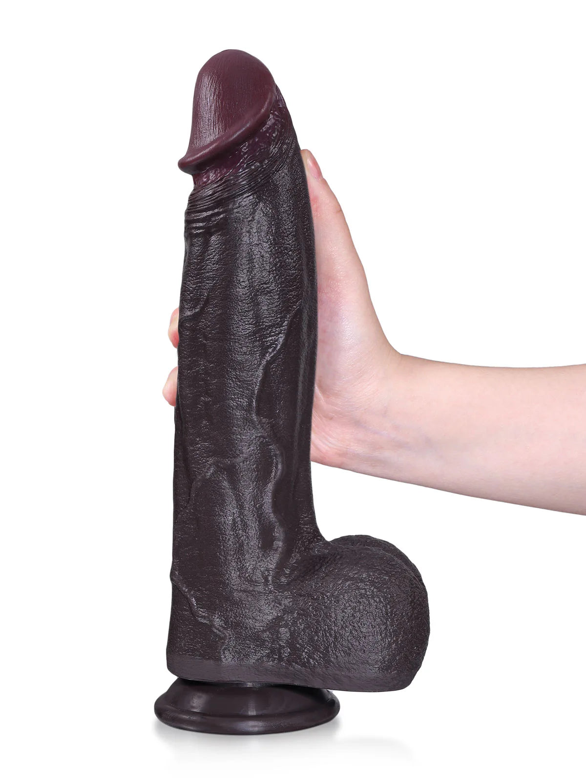 Henry - Dildo realistico spesso nero flessibile glande affusolato - 27,4 cm
