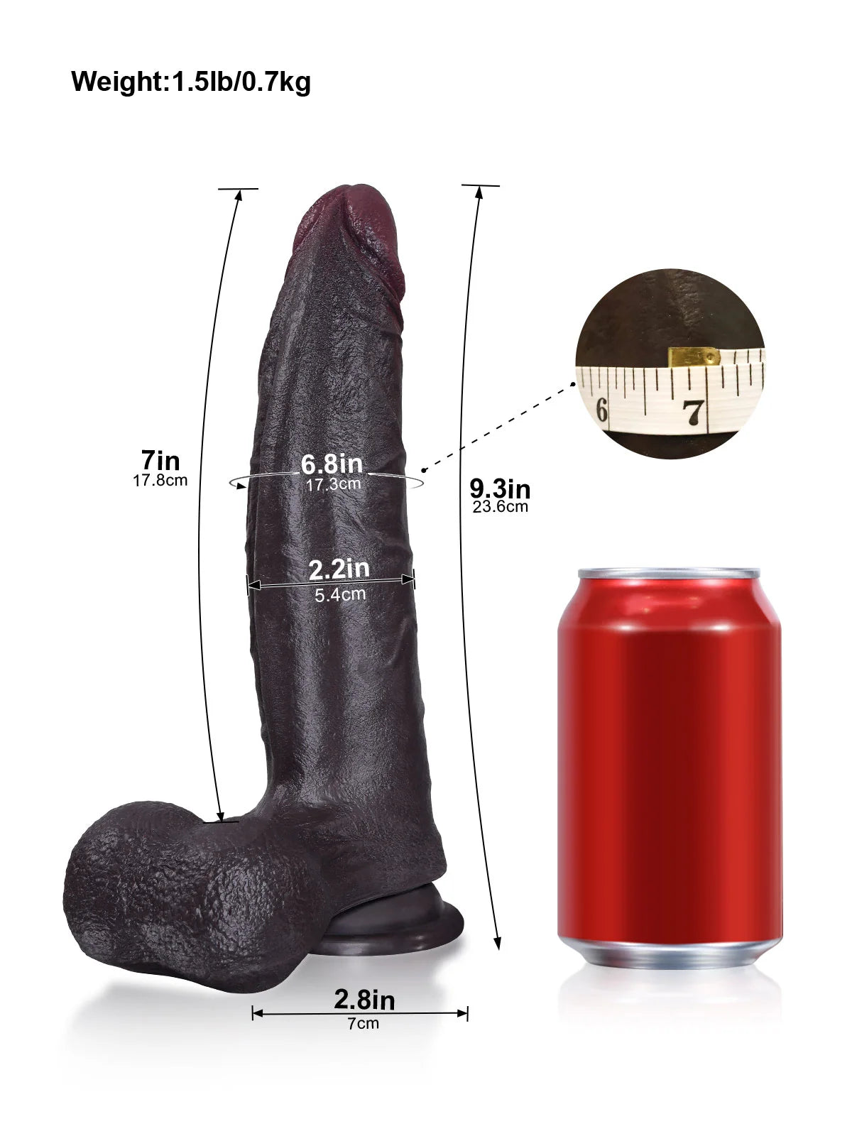 Hunter - Dildo realistico curvo nero per Punto G corpo progressivo - 23,6 cm