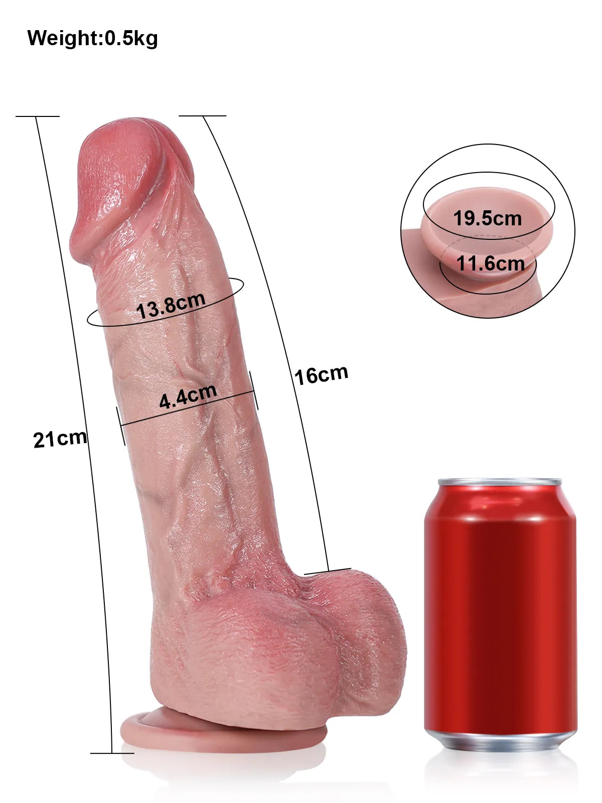 Jake - Dildo flessibile a doppia densità con spina scolpita - 21 cm