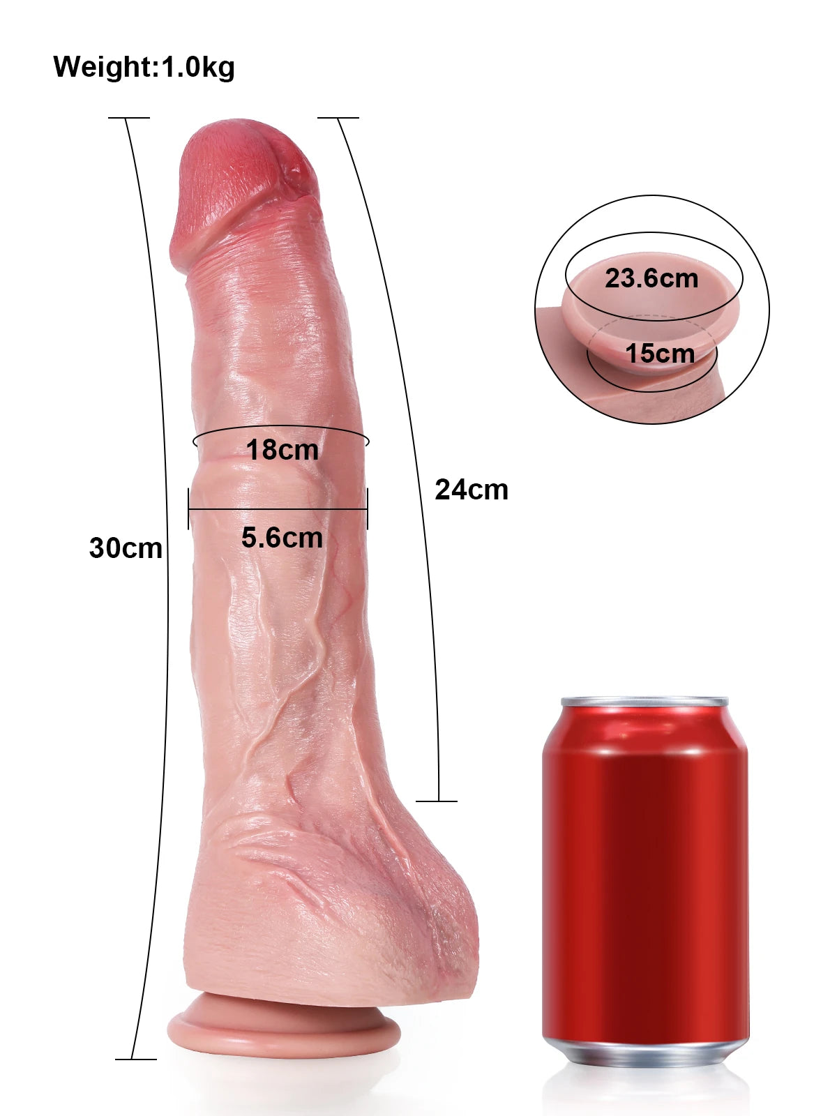 Jeff - Dildo Anale Grande in Carne con Coda Metallica Flessibile - 30 cm