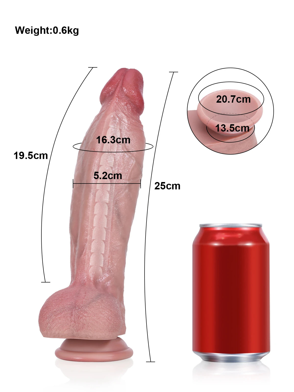 Liam - Dildo Lungo con Testa Affusolata e Coda Metallica Flessibile - 25 cm