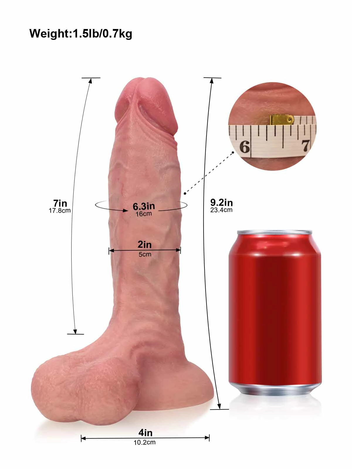 Logan - Dildo Realistico con Glande Grande e Ventosa - 23,4 cm