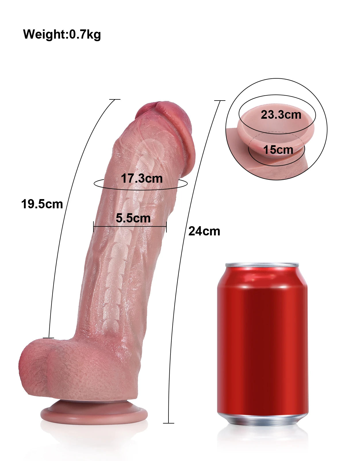 Machete - Dildo Curvo per Punto G in Carne con Coda Metallica Flessibile - 24 cm