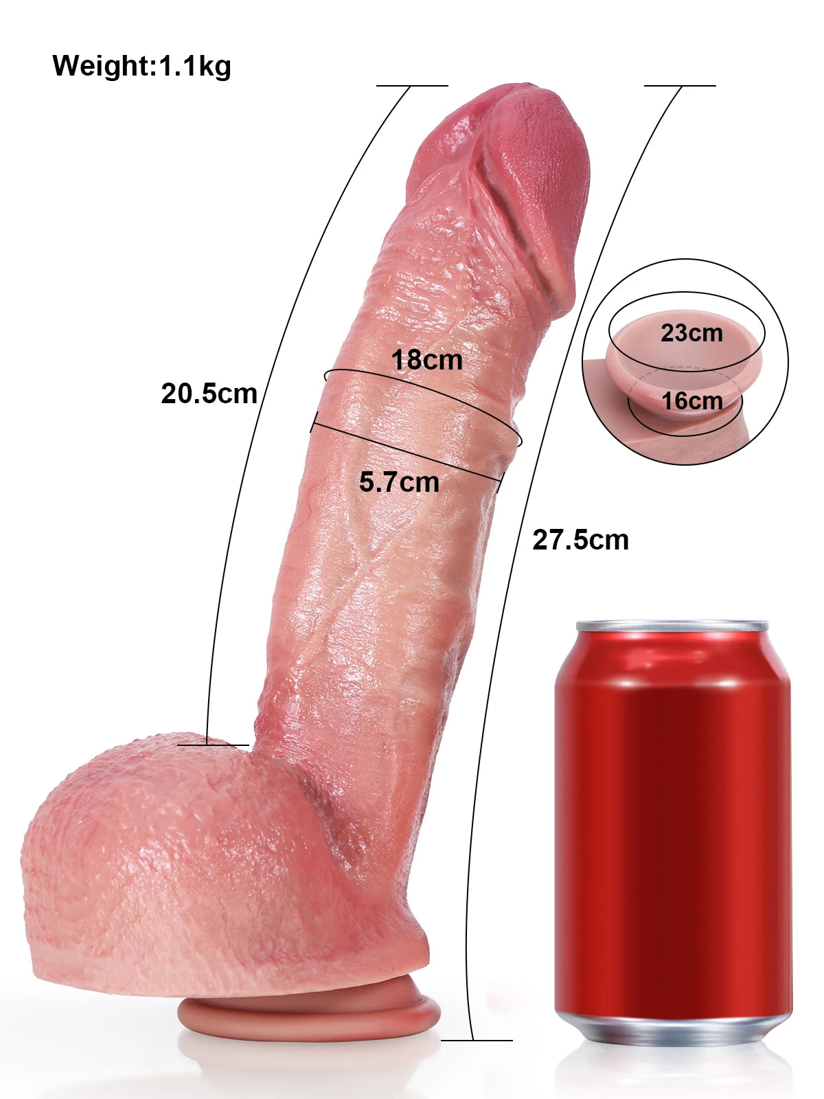 Rockwell - Dildo Grande e Grosso con Coda Metallica Flessibile - 27,5 cm