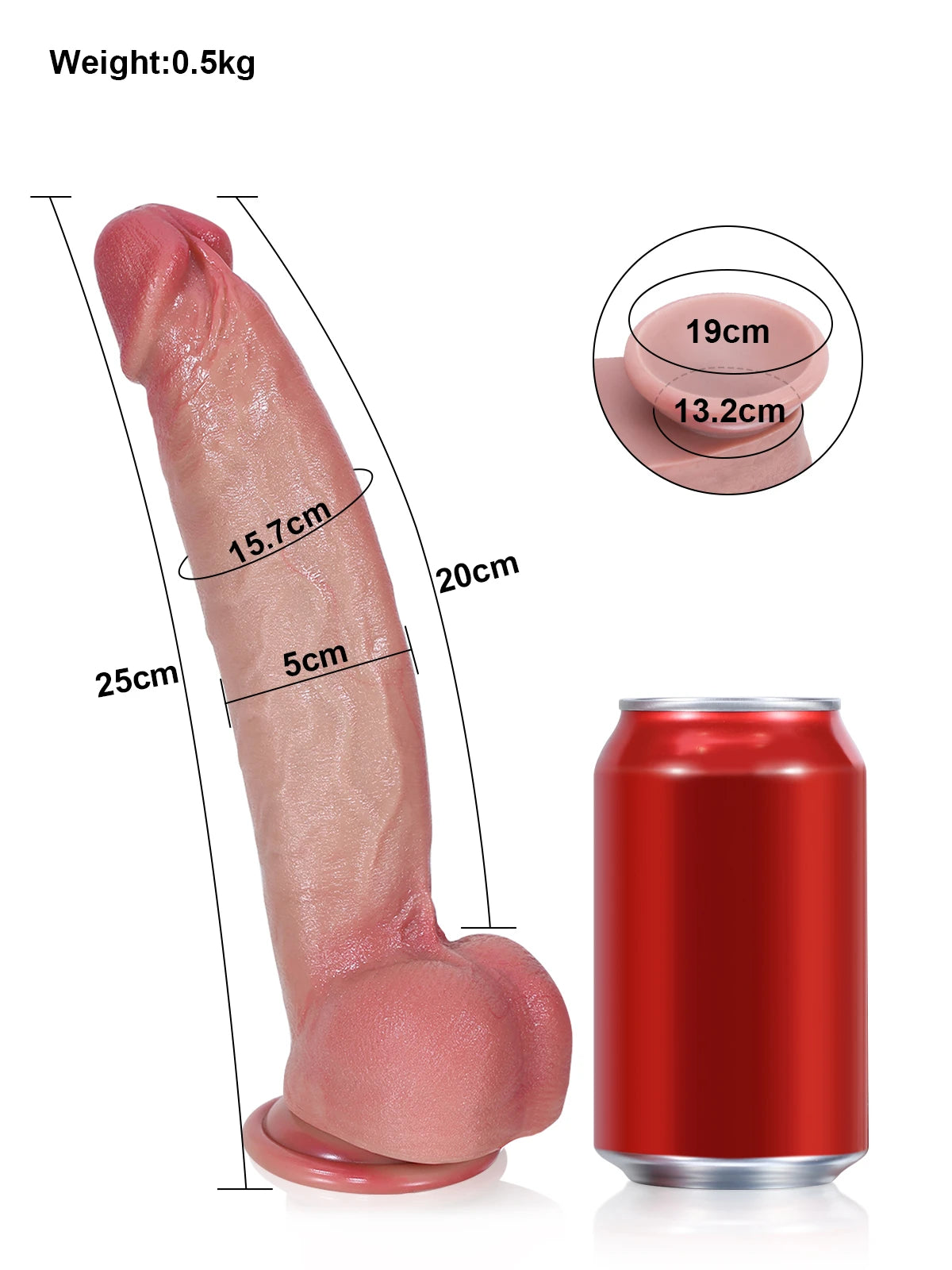 Shane - Dildo Realistico Lungo con Coda Metallica Flessibile - 25 cm