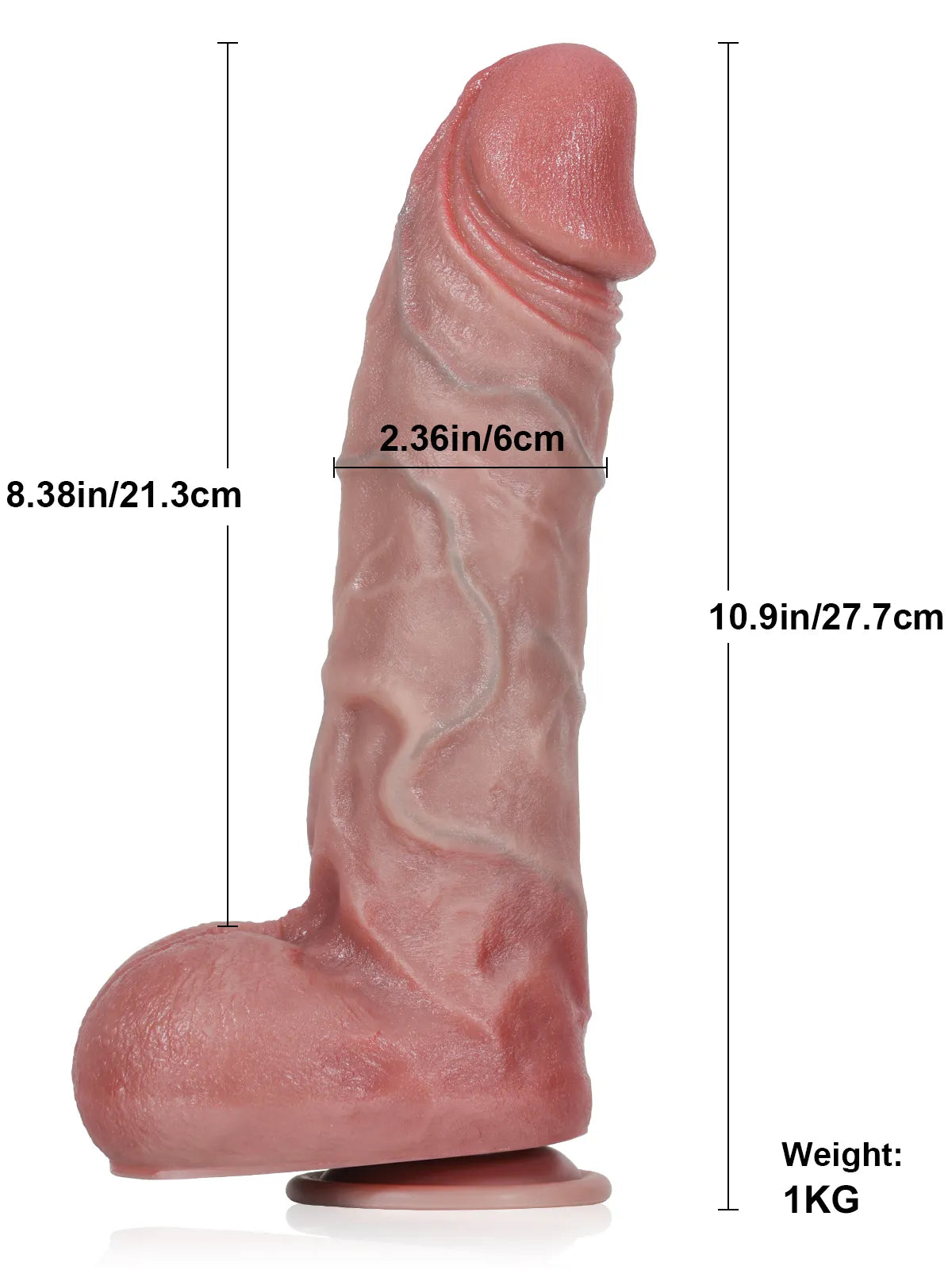 Tiberio - Dildo realistico spingente e vibrante effetto pelle reale - 27,7 cm