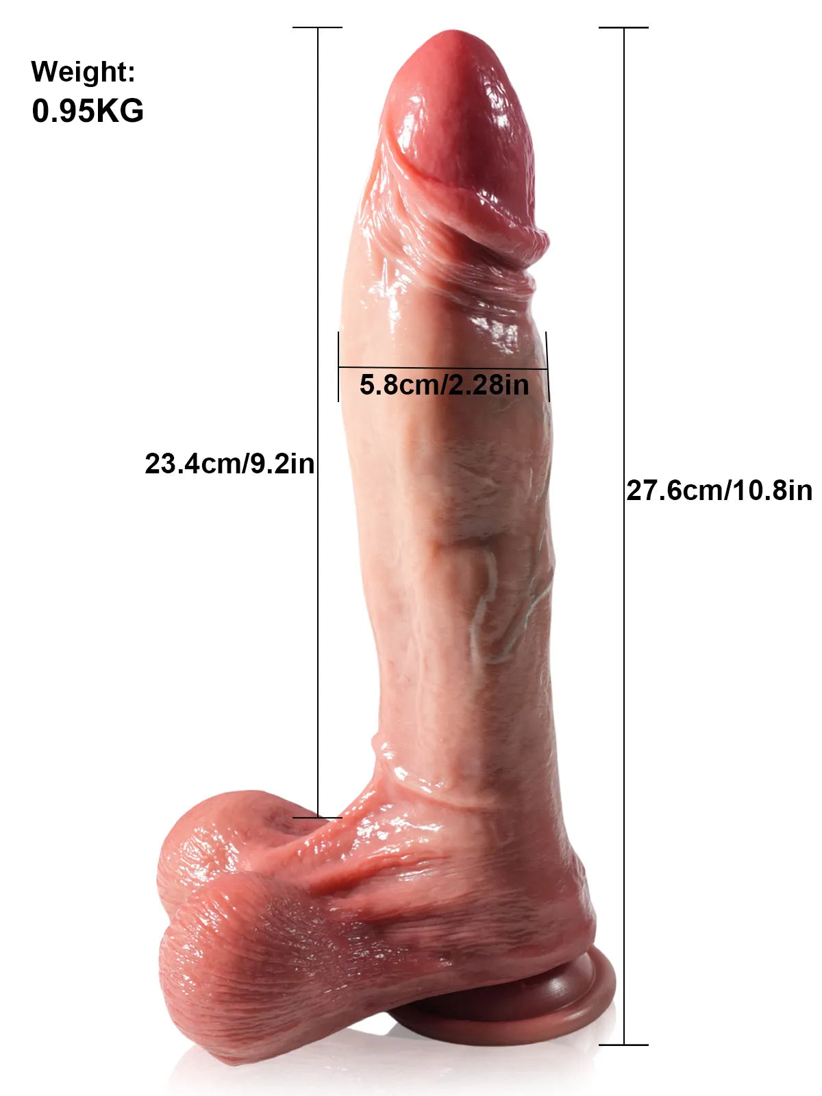 Tiziano - Dildo grande e spesso spingente e vibrante - 27,6 cm