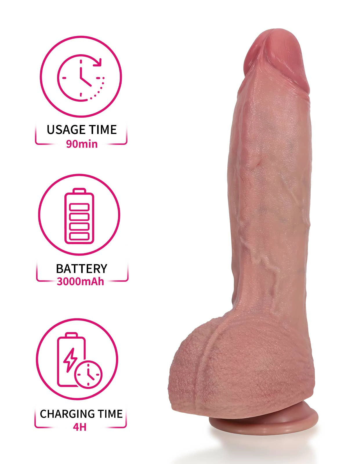 Vincent - Dildo vibrante riscaldato corpo progressivo · 3+3+3 modalità - 28 cm