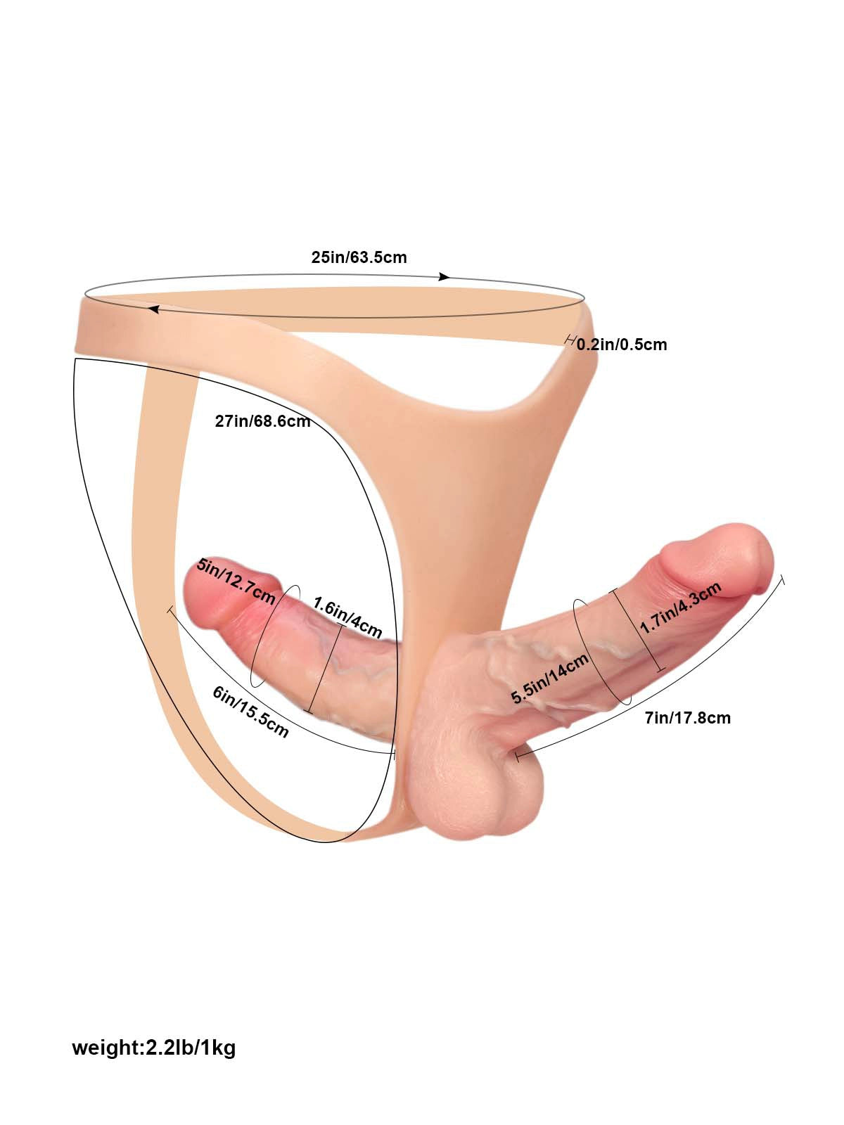 Zorvyn - Strap-On Doppia Penetrazione con Vibratore - 15,5 e 17,8 cm