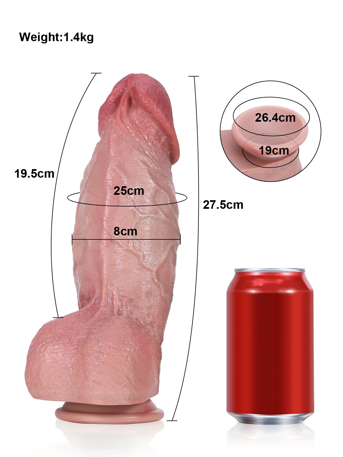 Diego - Dildo realistico spesso in silicone con vene in rilievo - 27,5 cm