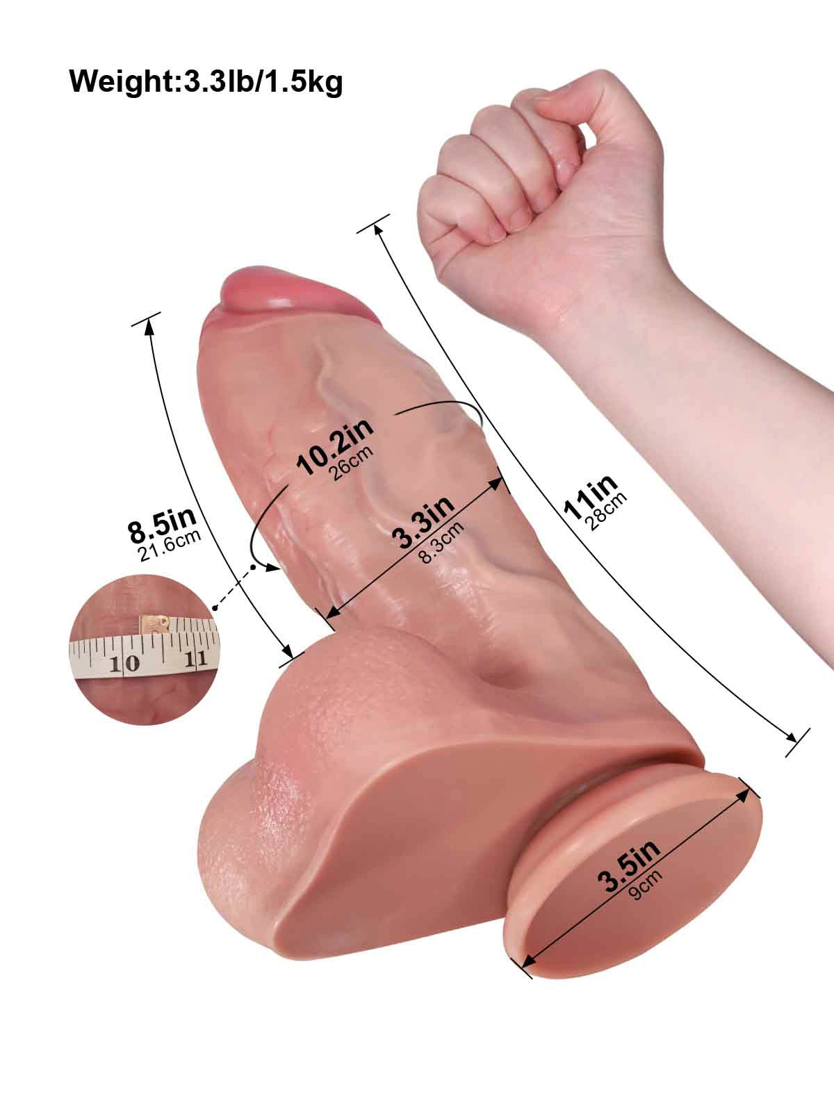 Austin - Dildo Gigante con Fusto Robusto e Cresta Dorsale - 28 cm