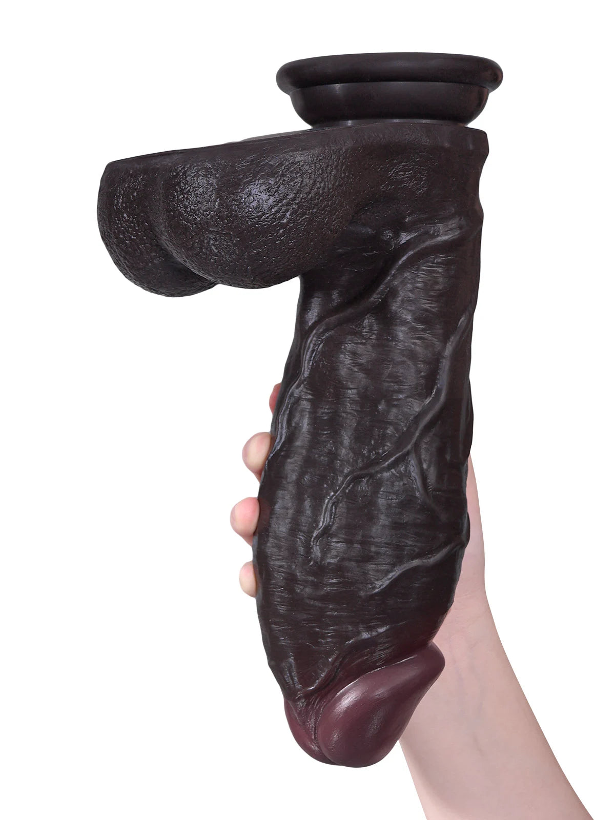 Austin - Dildo realistico spesso nero corpo progressivo venato - 28 cm