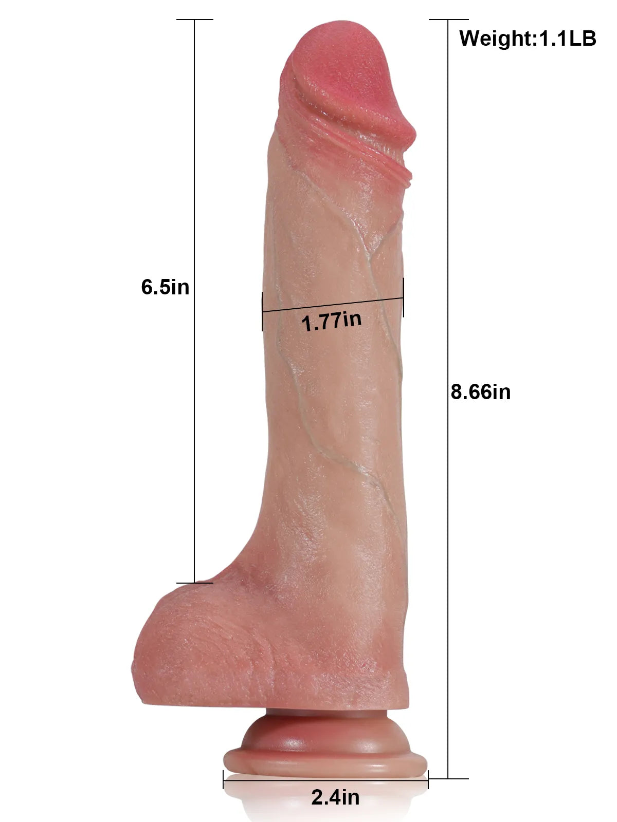 Benjamin - Dildo con Pelle Scivolante, 7 Modalità di Percussione e 3 Vibrazioni - 22 cm