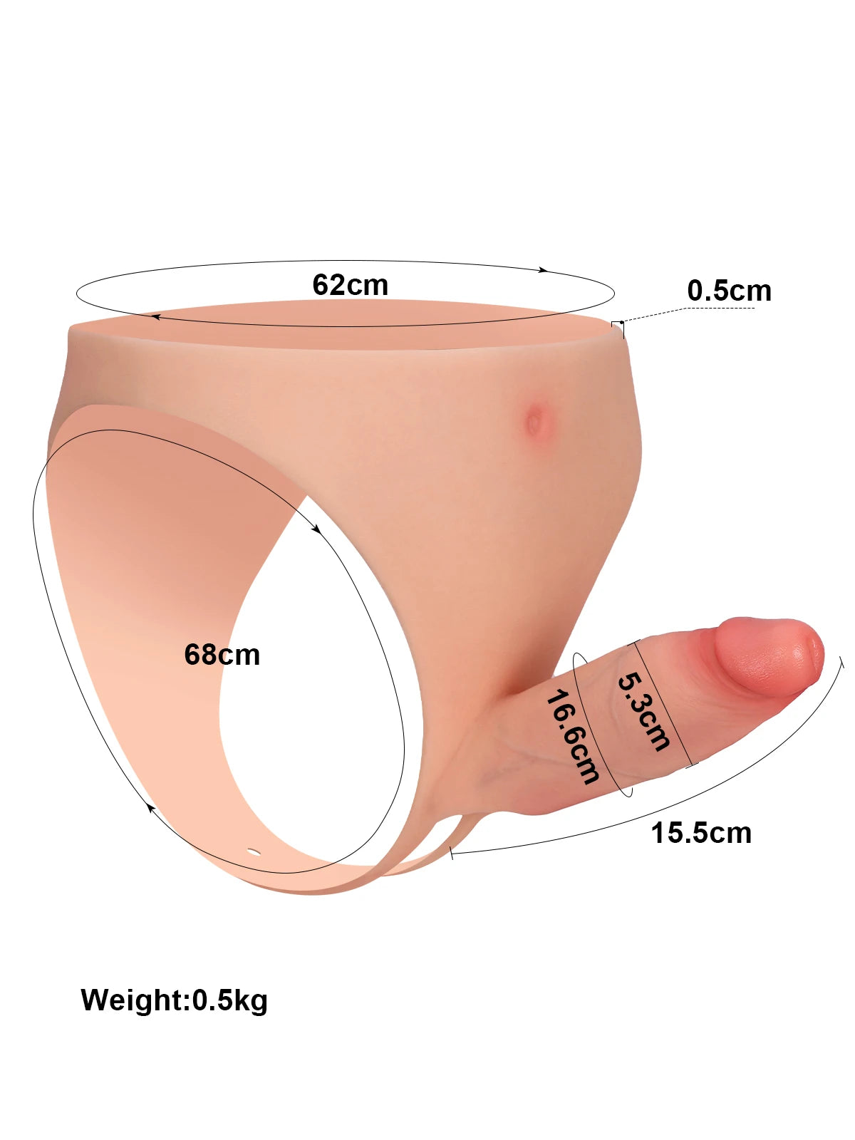 Casey - Strap-On Cavo, Indossabile e Confortevole, in Silicone Premium - 15,2 cm