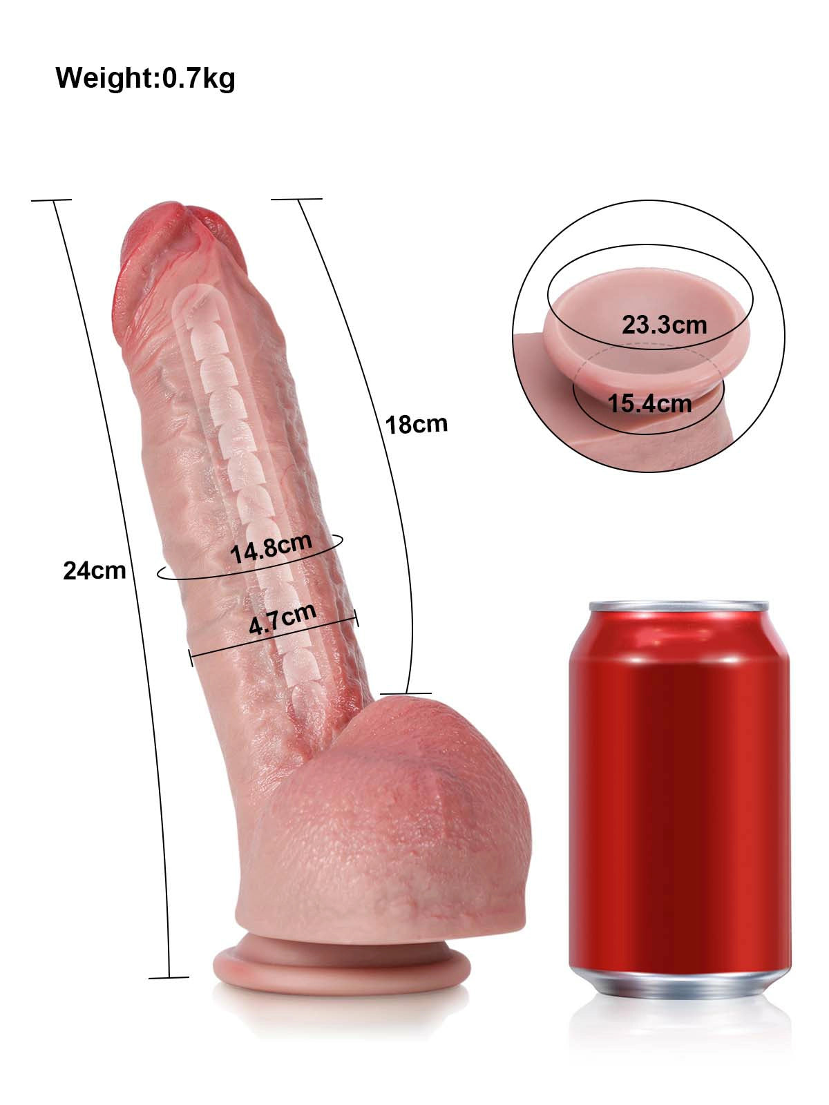 Charlie - Dildo Iper Realistico con Coda Metallica Flessibile - 24 cm