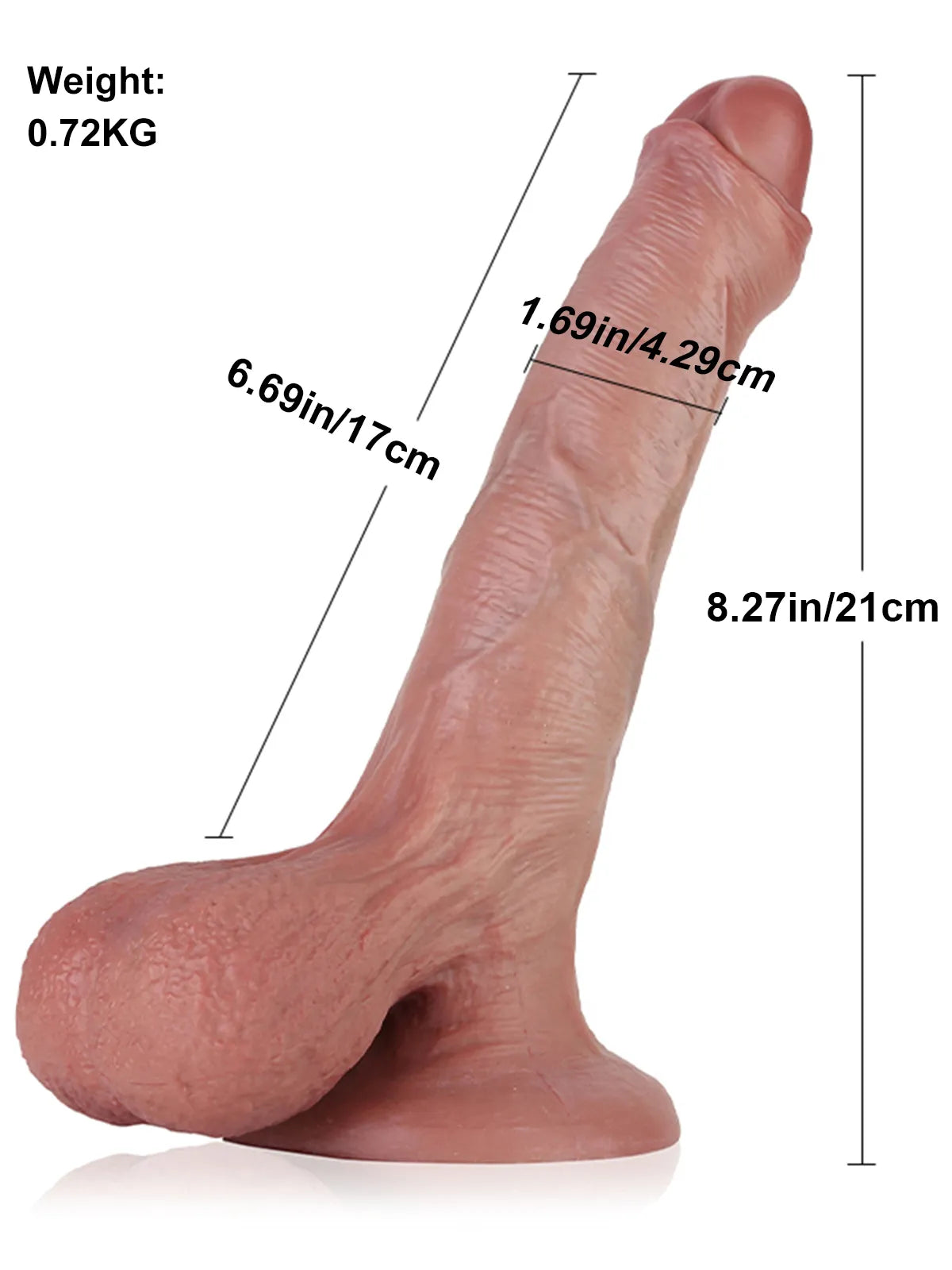 Chris - Dildo Flessibile in Silicone con Prepuzio e Scroto Molle - 21 cm