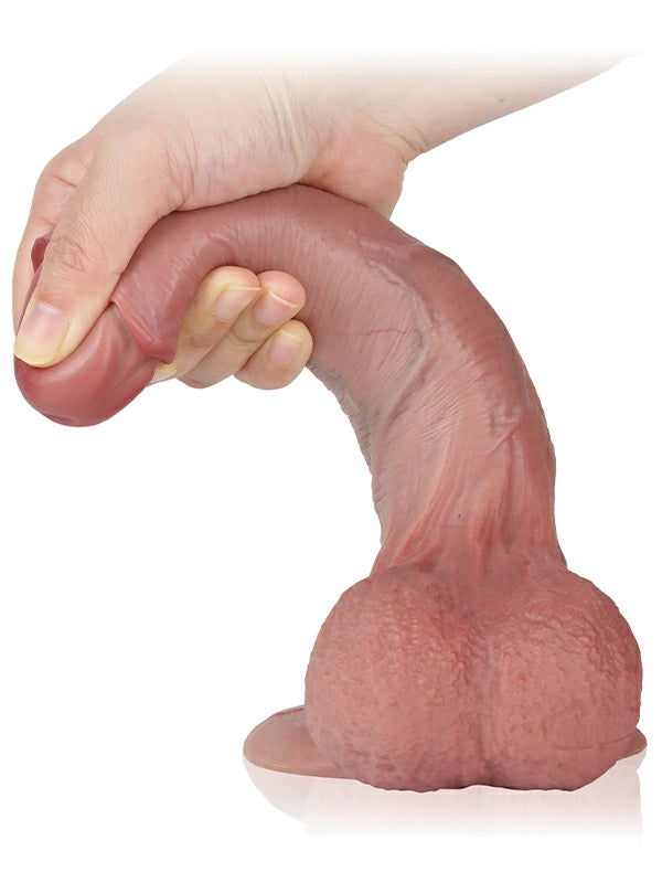 Chris - Dildo Flessibile in Silicone con Prepuzio e Scroto Molle - 21 cm