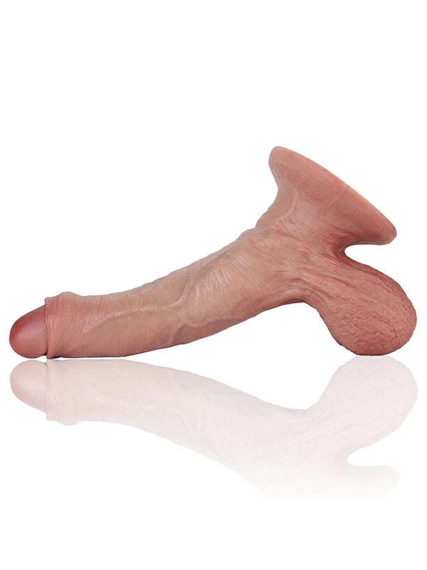 Chris - Dildo Flessibile in Silicone con Prepuzio e Scroto Molle - 21 cm