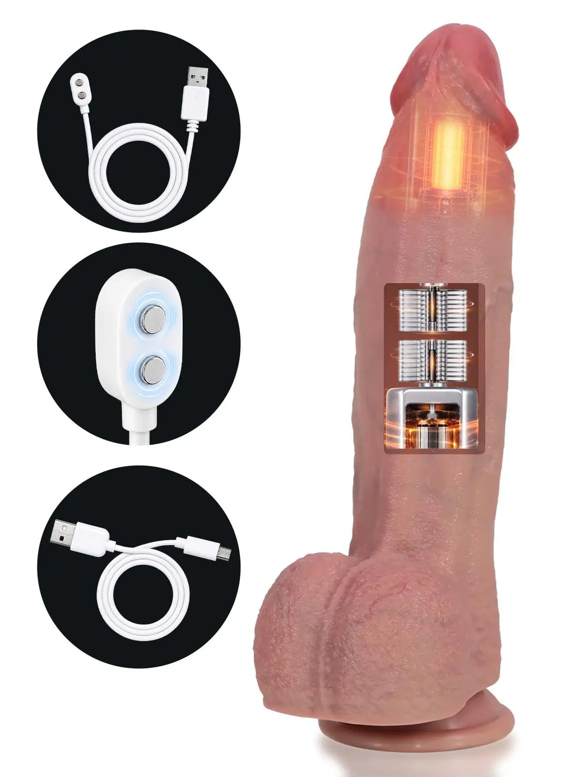 Henry - Dildo vibrante riscaldato corpo largo · 3+3+3 modalità - 27,4 cm