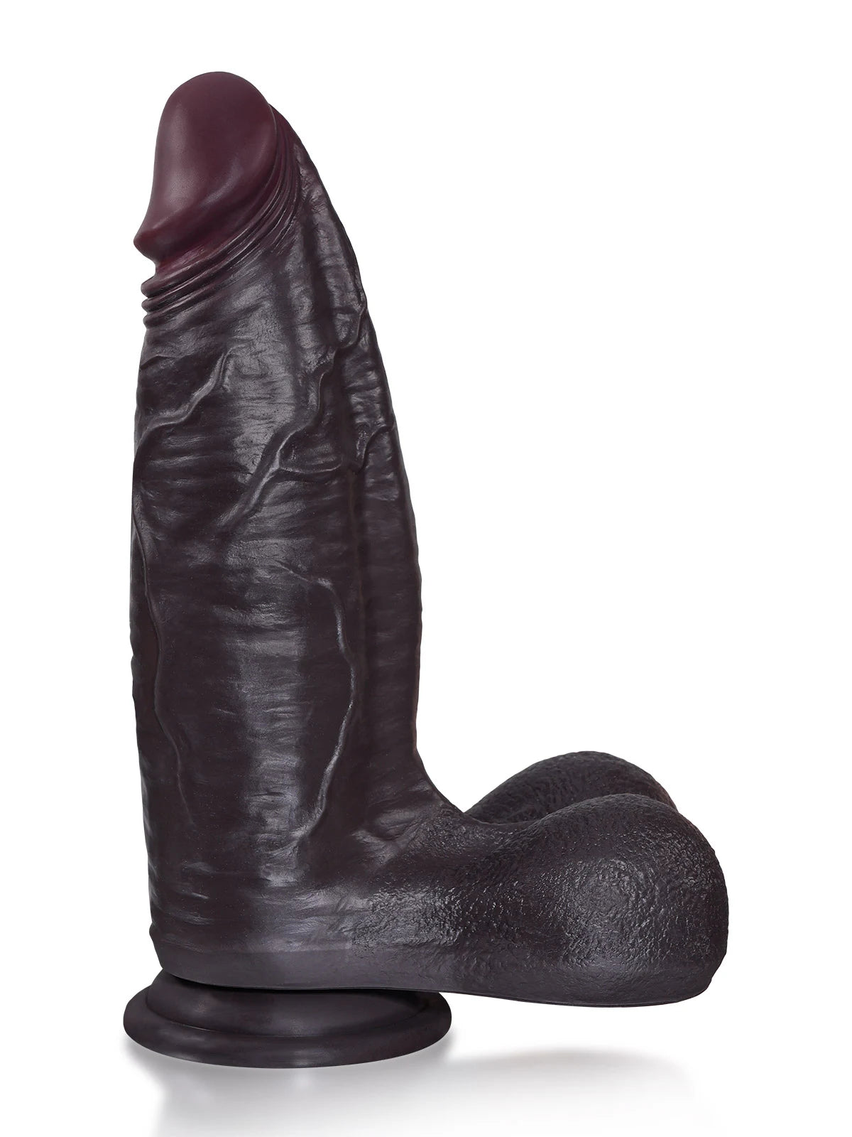 Hugo - Dildo realistico spesso nero corpo generoso con glande affusolato - 29,2 cm