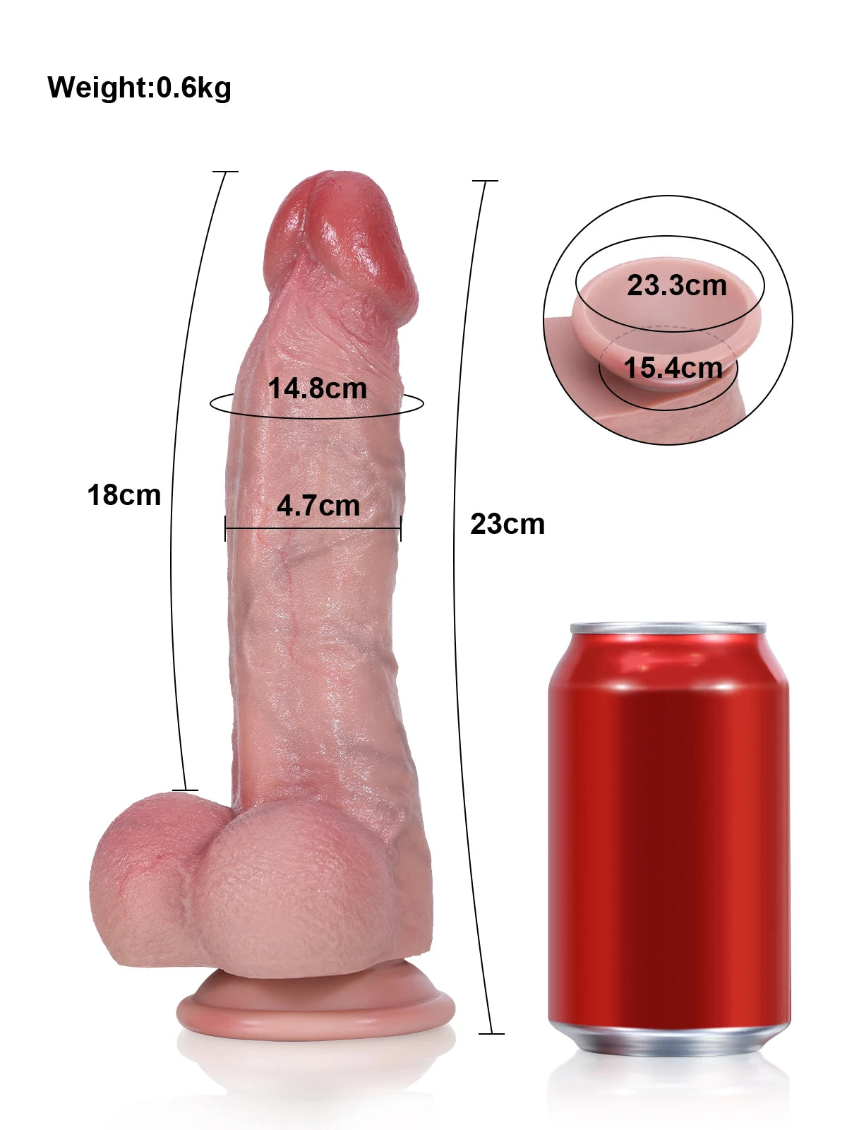 Jason - Dildo Realistico Flessibile con Glande Rosso e Texture Dettagliate - 23 cm