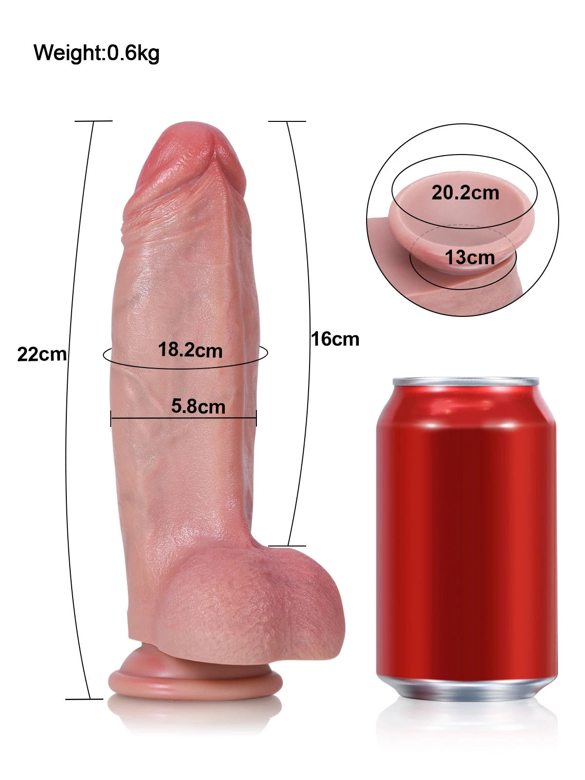 Jorge - Dildo Realistico Morbido in Carne, Grosso e Corto - 22 cm