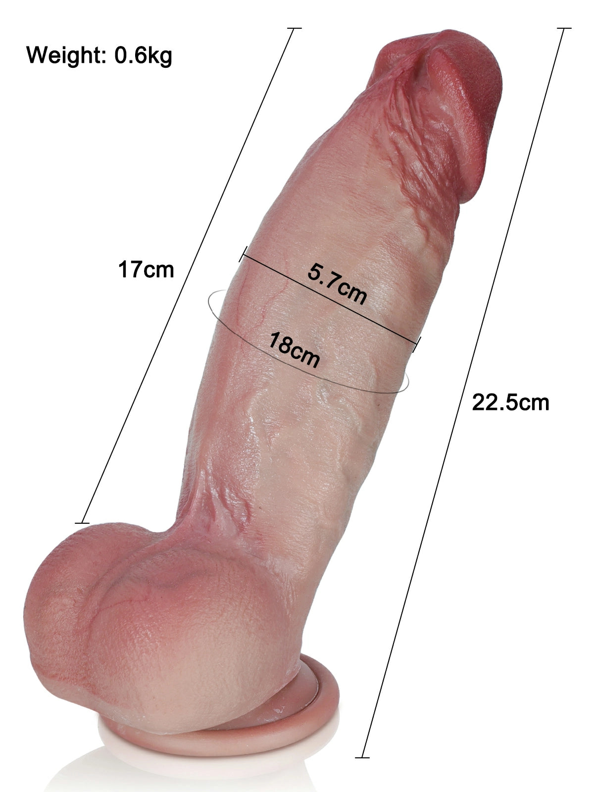 Kimi - Dildo realistico corto e spesso con dettagli naturali - 22,5 cm