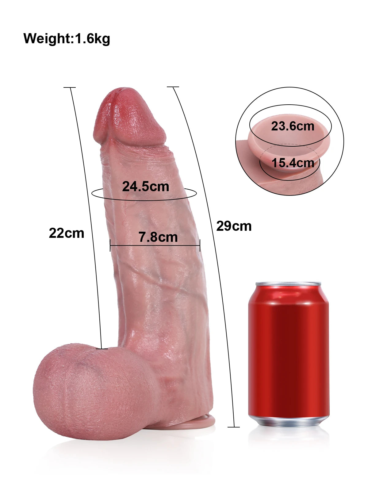 Lee - Dildo Extra Grosso con Tre Vene In Rilievo - 29 cm