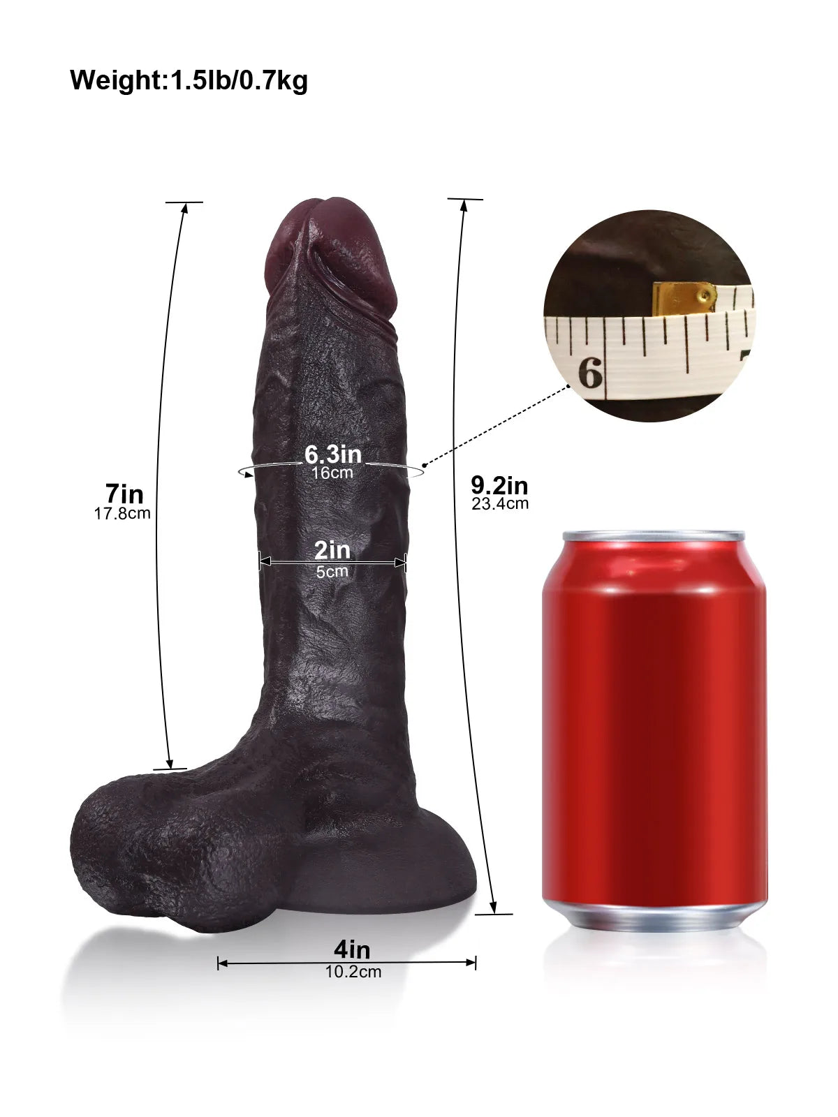 Logan - Dildo realistico nero doppia densità con testicoli oscillanti - 23,4 cm