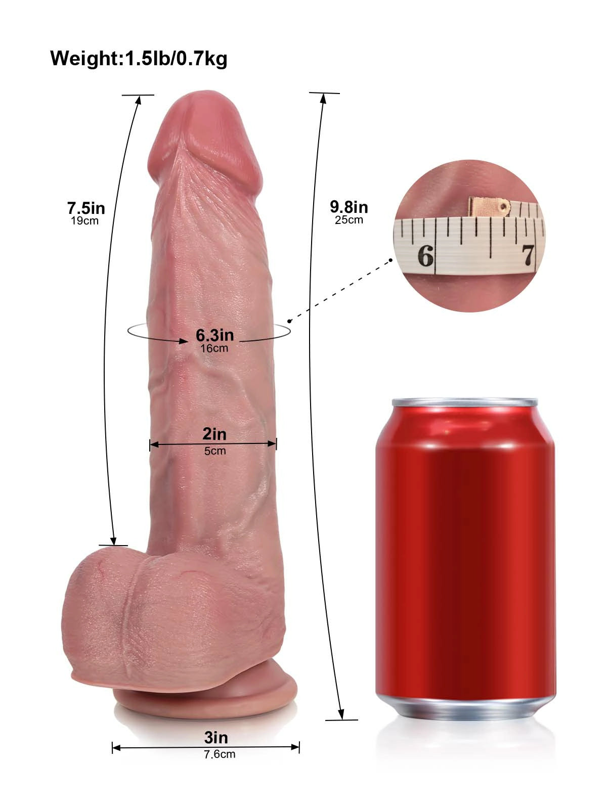 Marco - Dildo vibrante con ventosa potente · 3+3+3 modalità - 25 cm
