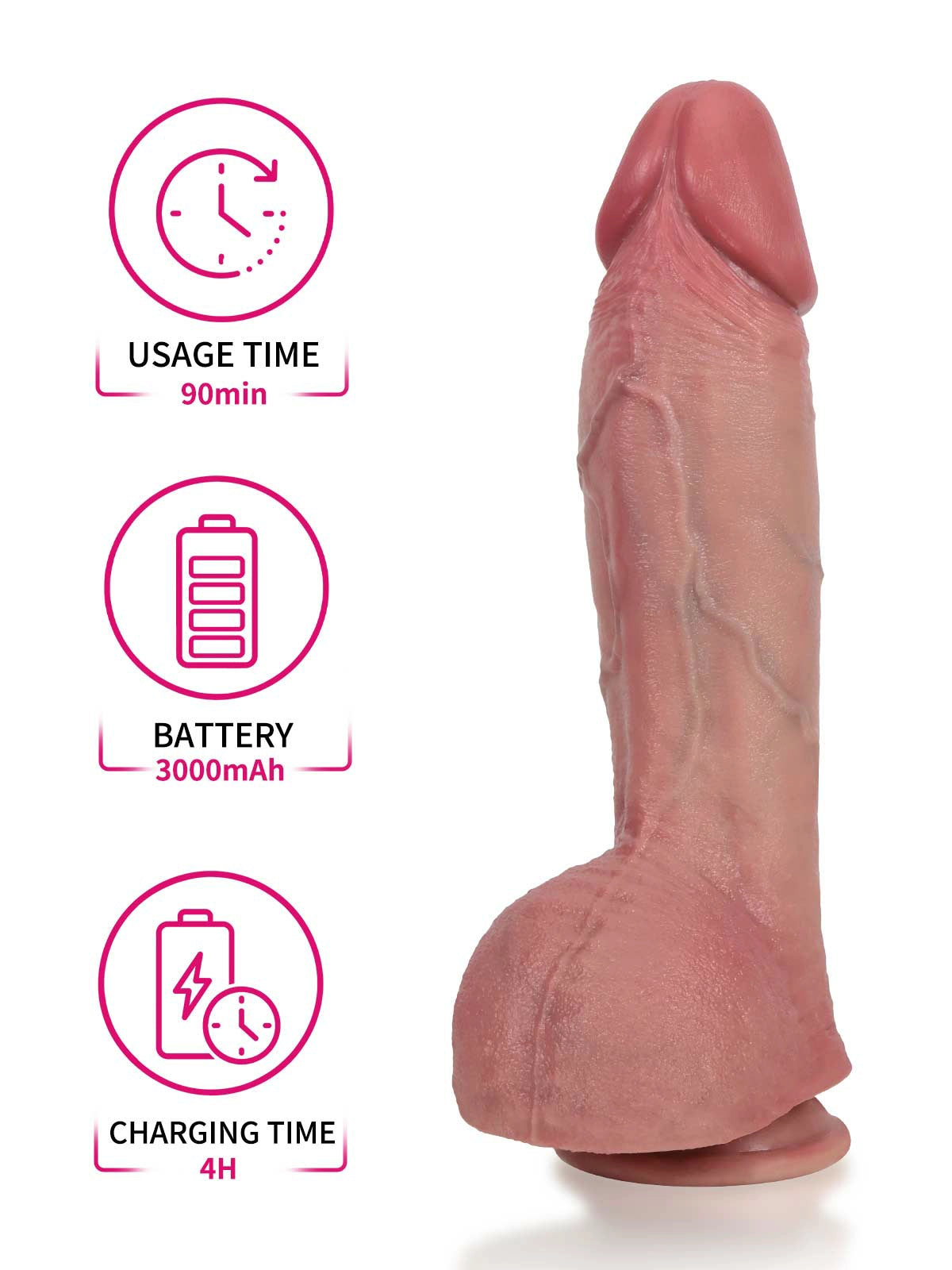 Marcus - Dildo vibrante riscaldato corpo centrale spesso · 3+3+3 modalità - 27 cm