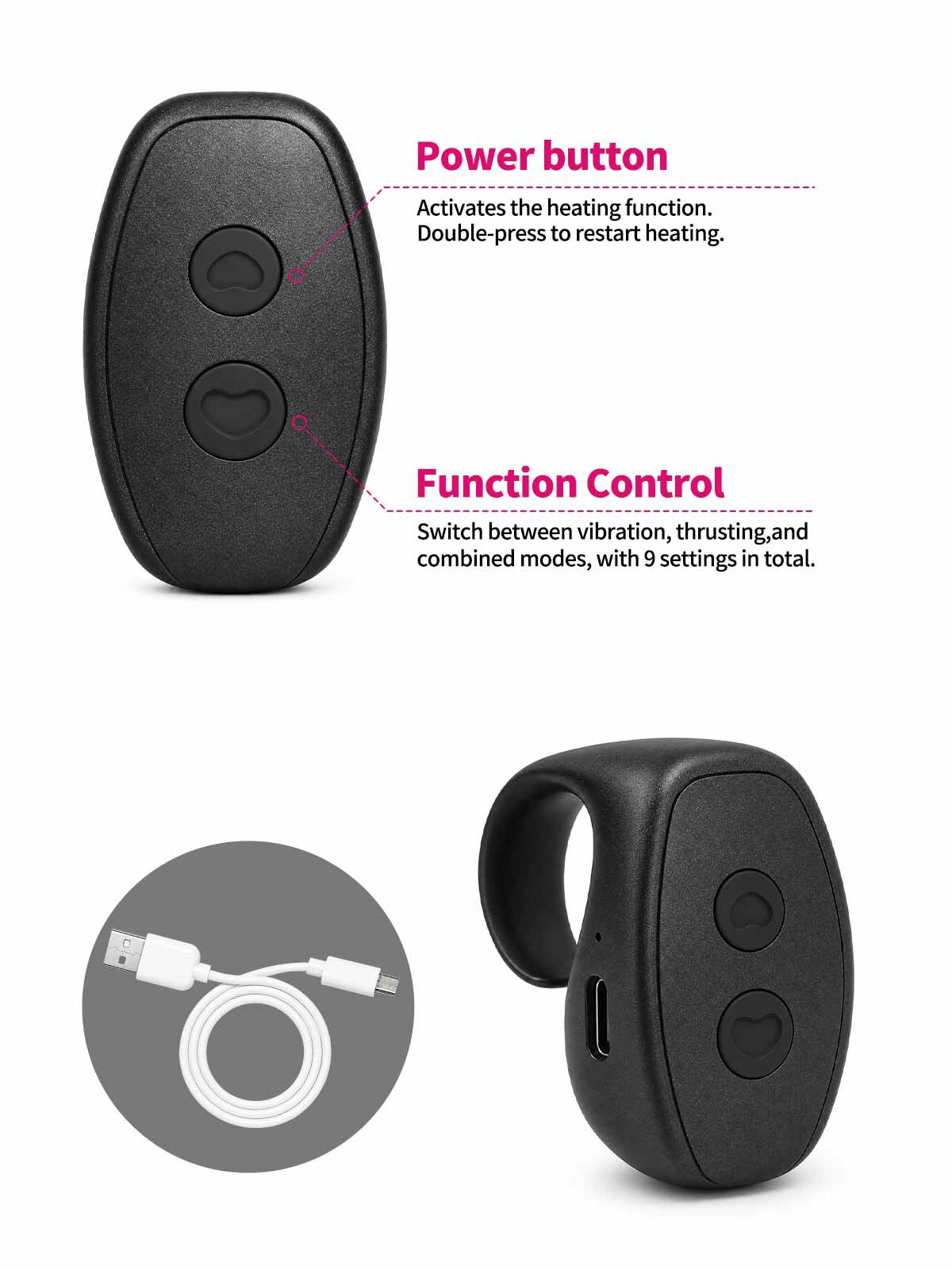 Marcus - Dildo vibrante riscaldato corpo centrale spesso · 3+3+3 modalità - 27 cm