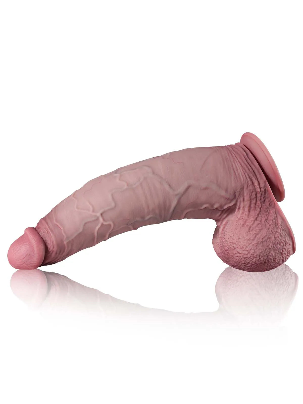 Max - Dildo realistico curvo spesso con testicoli voluminosi - 40,5 cm