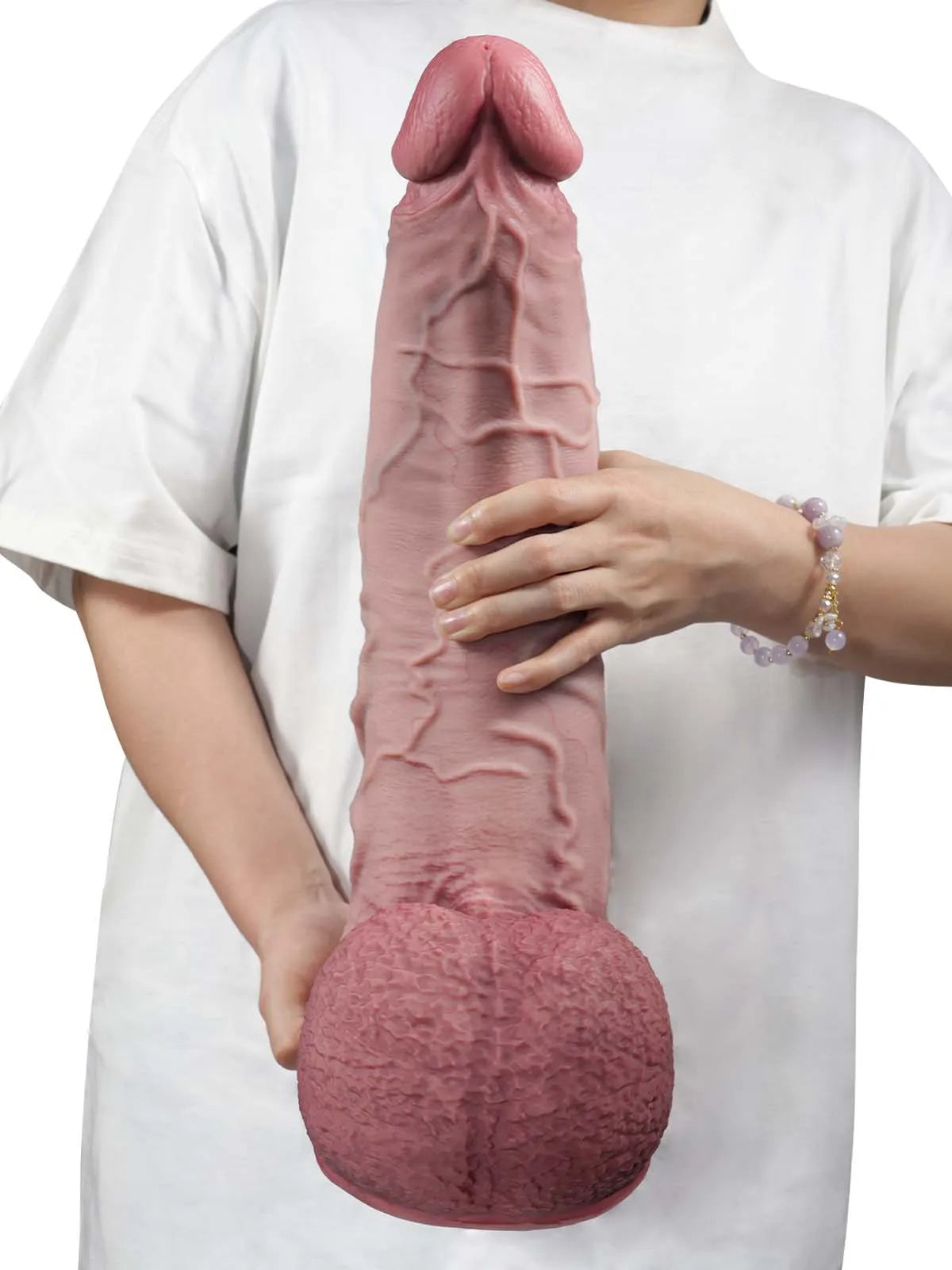 Max - Dildo realistico curvo spesso con testicoli voluminosi - 40,5 cm