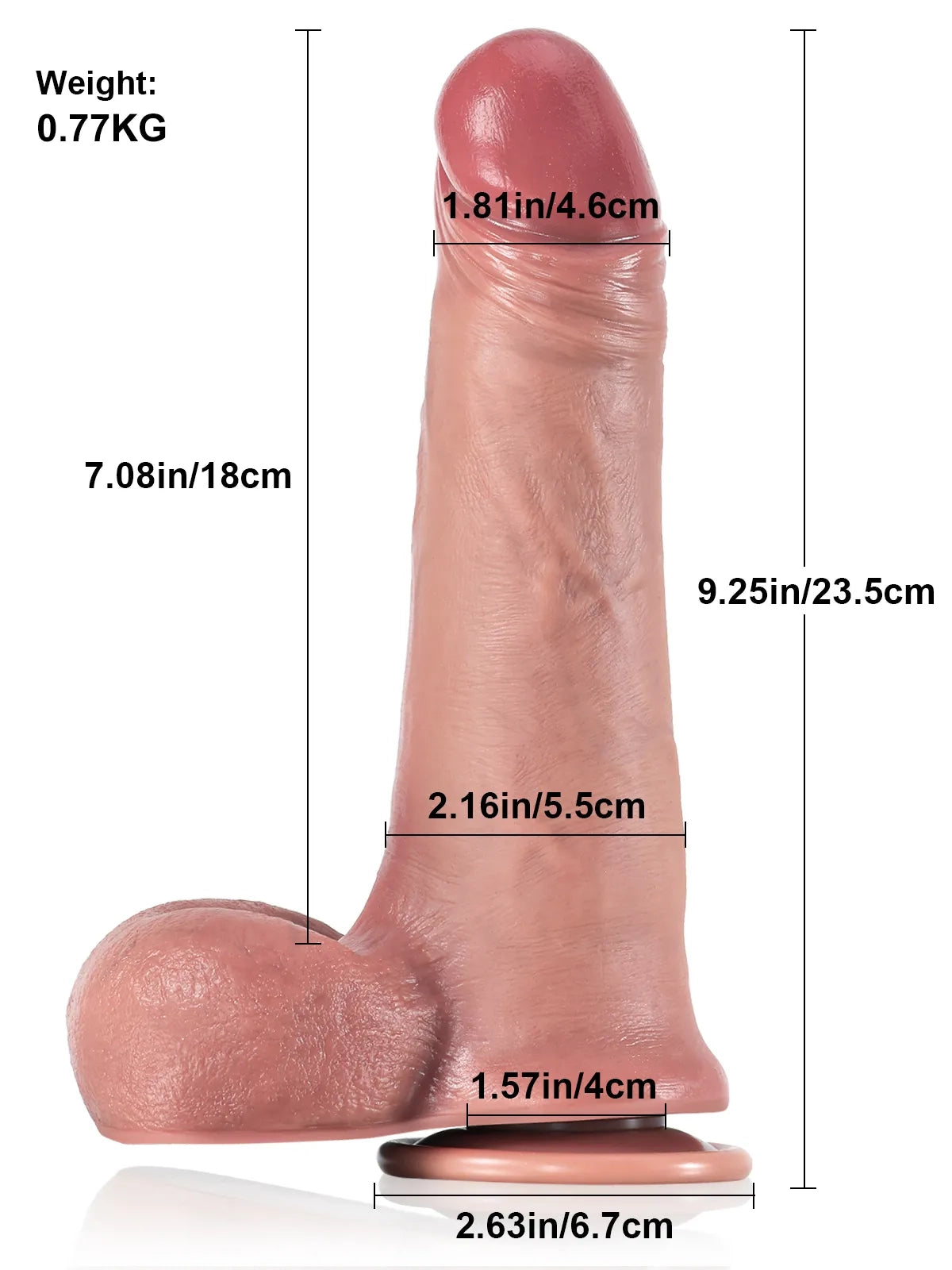 Ottavio - Dildo realistico con effetto pelle scorrevole e testicoli mobili - 23,5 cm