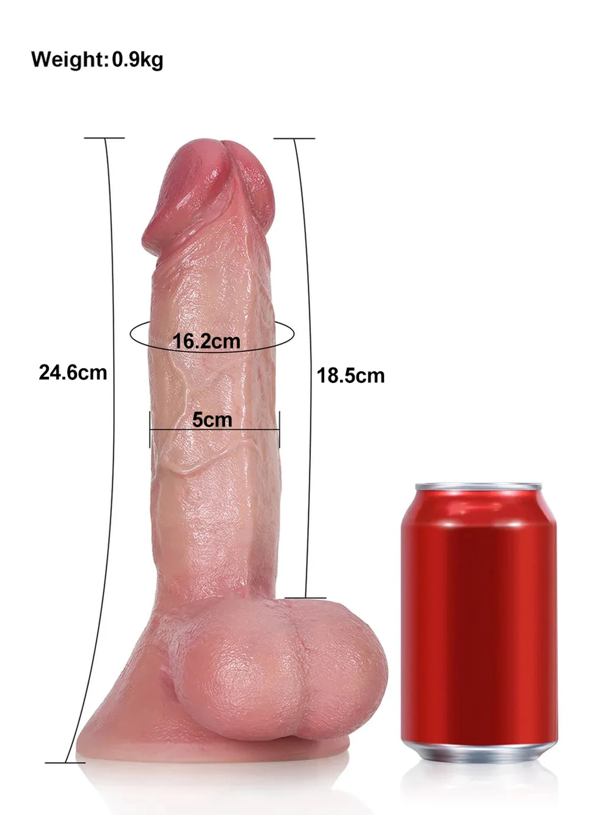 Rob - Dildo Realistico Morbido con Testicoli Mobili e Coda Metallica Flessibile - 24,6 cm