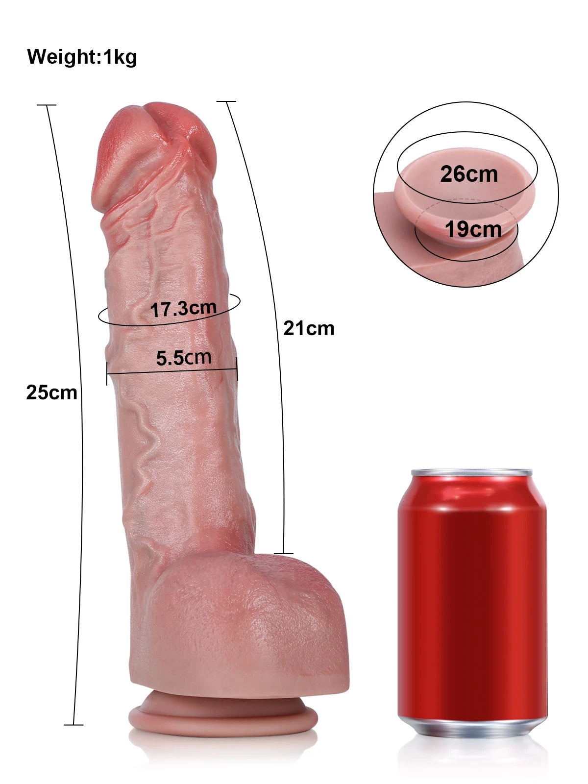 Robin - Dildo Grande e Grosso con Coda Metallica Flessibile - 25 cm