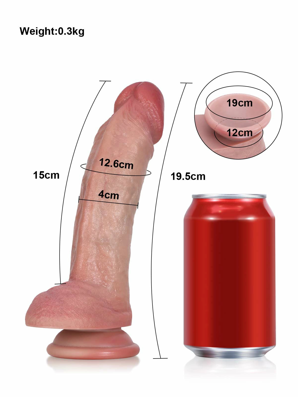 Sebastian - Fallo Realistico in Silicone per Primi Approcci, Ideale per Principianti - 19,5 cm