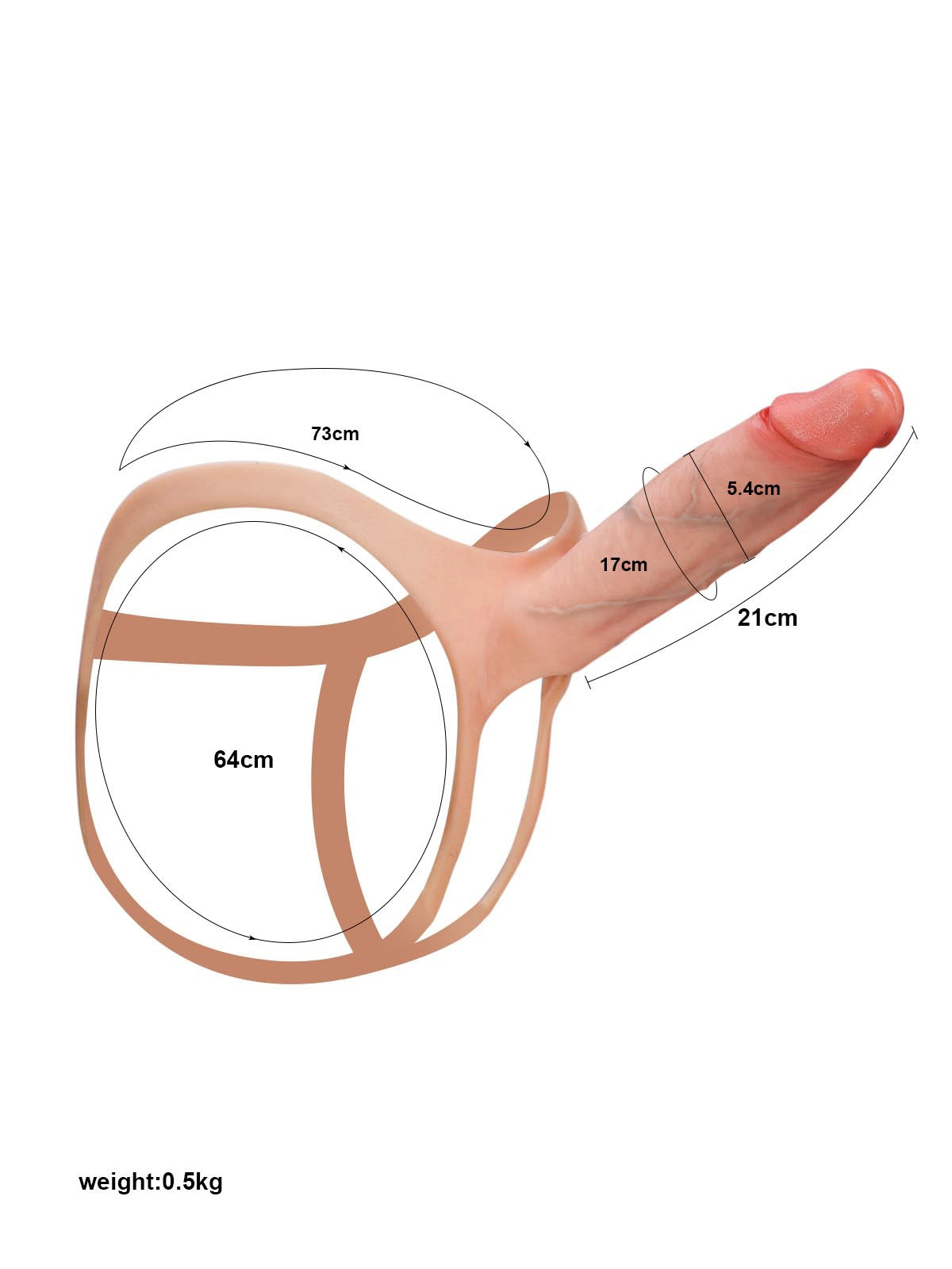 Seraphine - Strap-On Cavo per Estensione e Supporto ED, Versione Morbida o Rigida - 21 cm