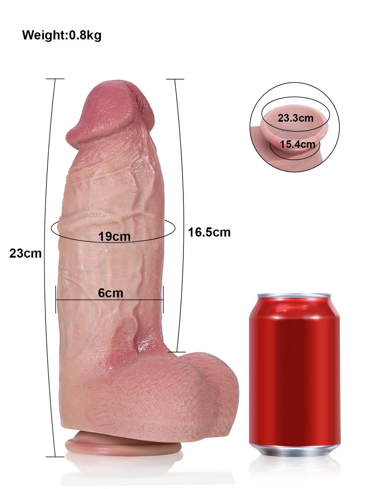 Thor - Dildo realistico corto e grosso in silicone morbido effetto pelle - 23 cm