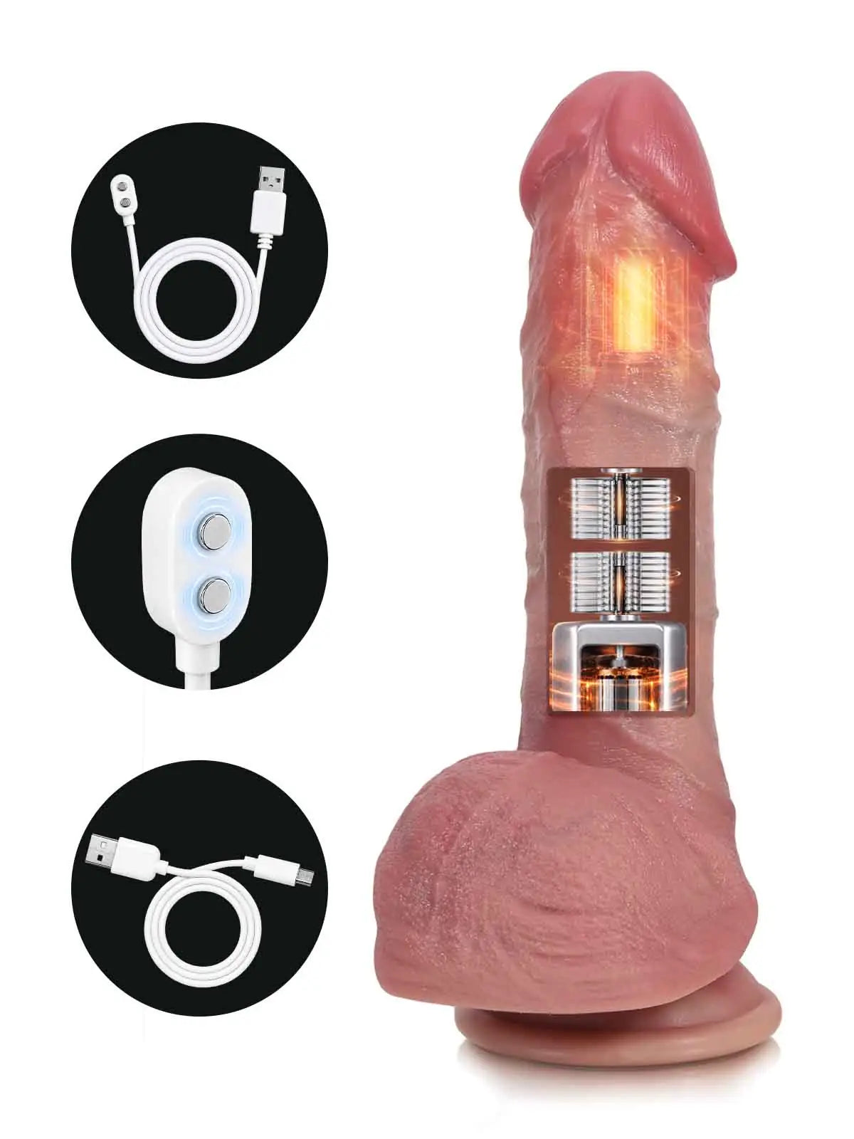 Victor - Dildo vibrante riscaldato sincronizzabile · 3+3+3 modalità - 22,4 cm