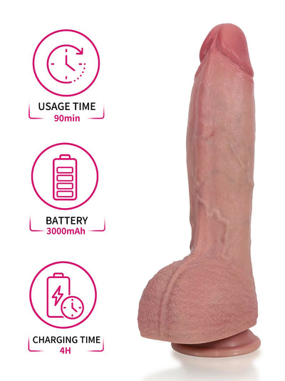 Vincent - Dildo vibrante riscaldato corpo progressivo · 3+3+3 modalità - 28 cm