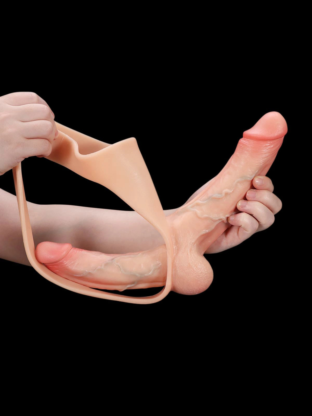 Zorvyn - Strap-On Doppia Penetrazione con Vibratore - 15,5 e 17,8 cm